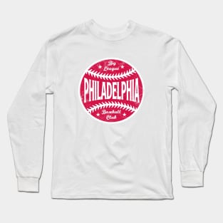 Philadelphia Retro Big League Baseball - White Long Sleeve T-Shirt